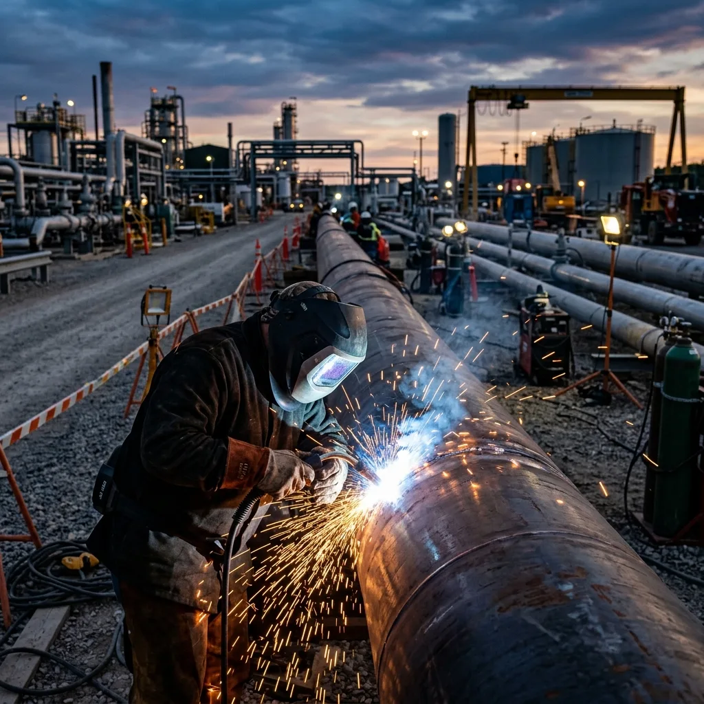Travaux de soudage pipeline gaz